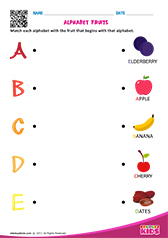 Match Alphabet Fruits a to e